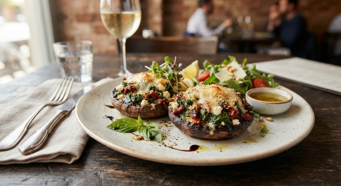 Stuffed Portobello Mushrooms with Spinach and Sun‑Dried Tomatoes