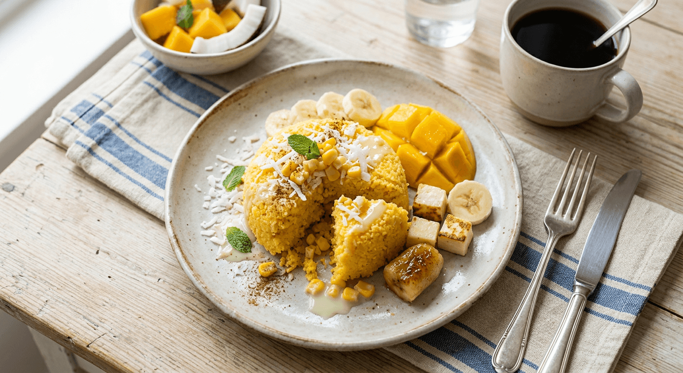 Sweet Cornmeal Cuscuz Nordestino Morning Dish