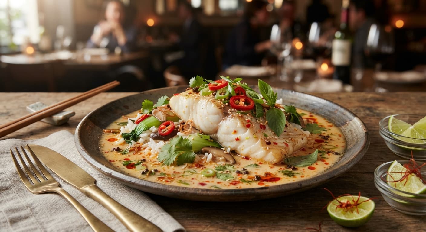 Szechuan Coconut‑Lime Poached Snapper