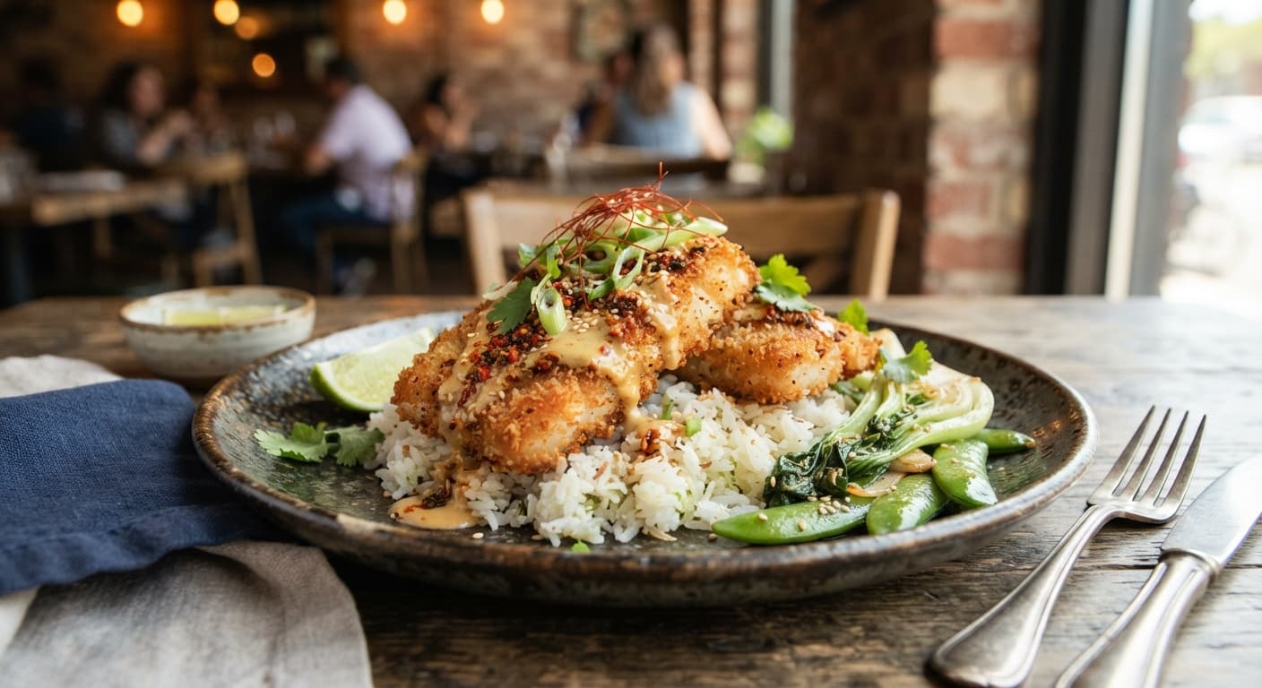 Szechuan‑Infused Fried Mahi‑Mahi with Coconut Lime Sauce