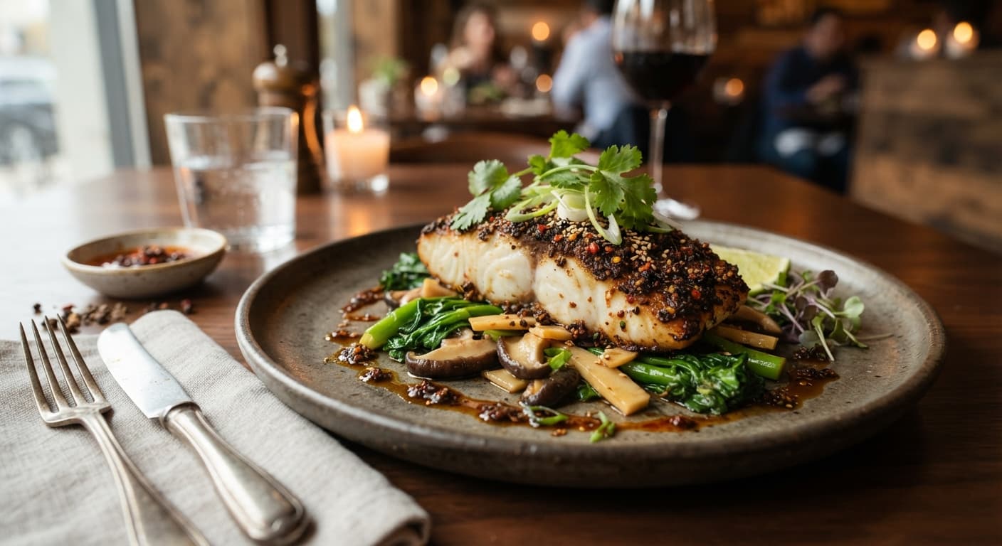 Szechuan Peppercorn Crusted Black Cod