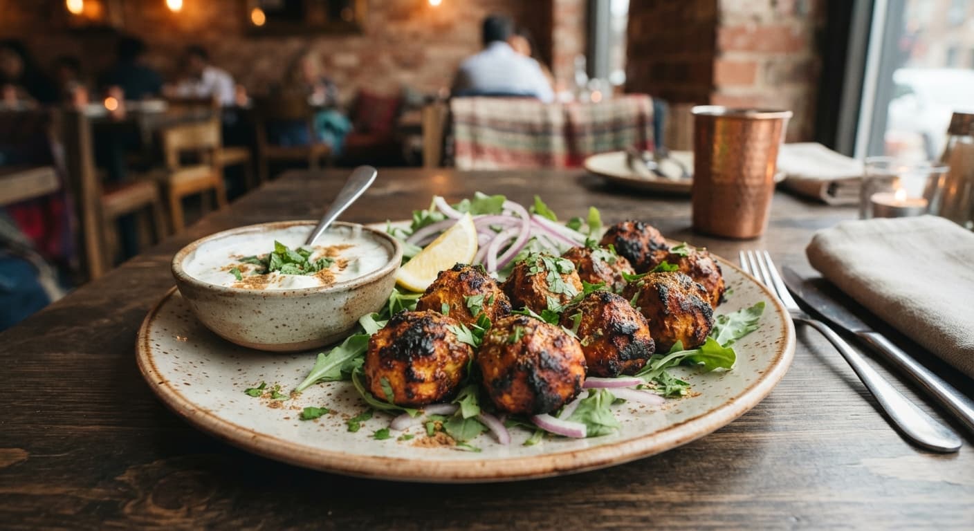 Tandoori Chicken Meatballs with Mint Raita
