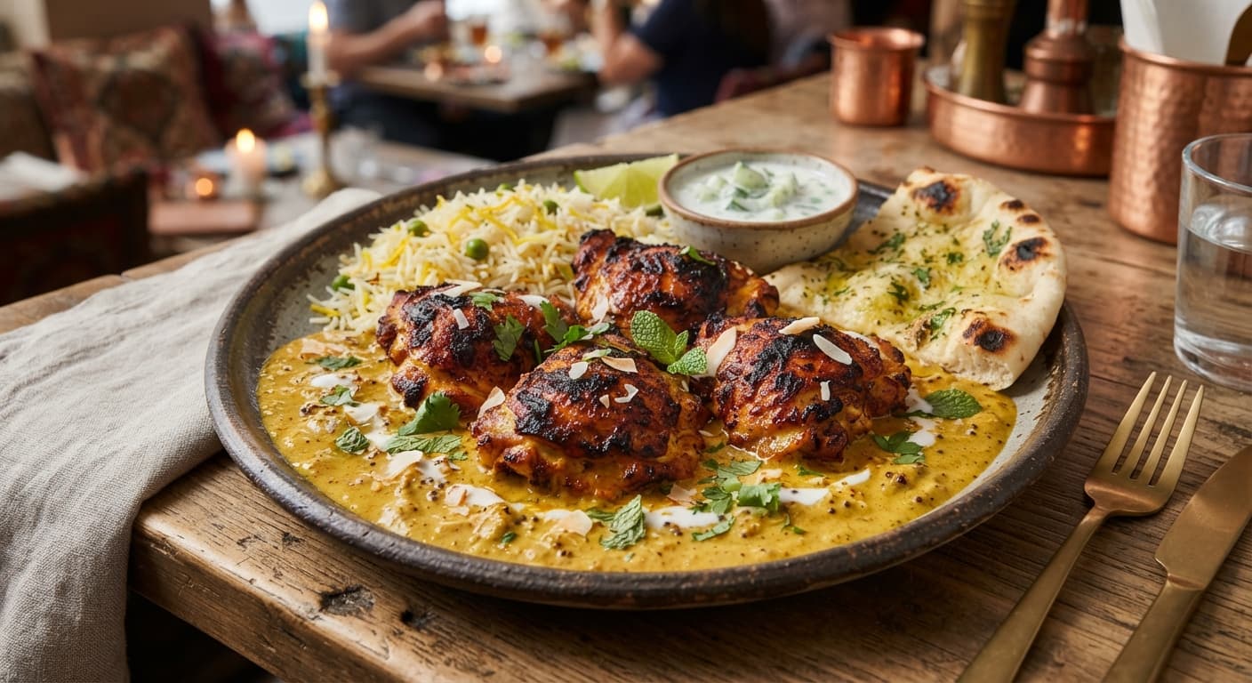 Tandoori-Spiced Roasted Chicken Thighs with Coconut Curry Sauce