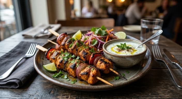 Tandoori-Style Chicken Skewers with Yogurt Mint Sauce