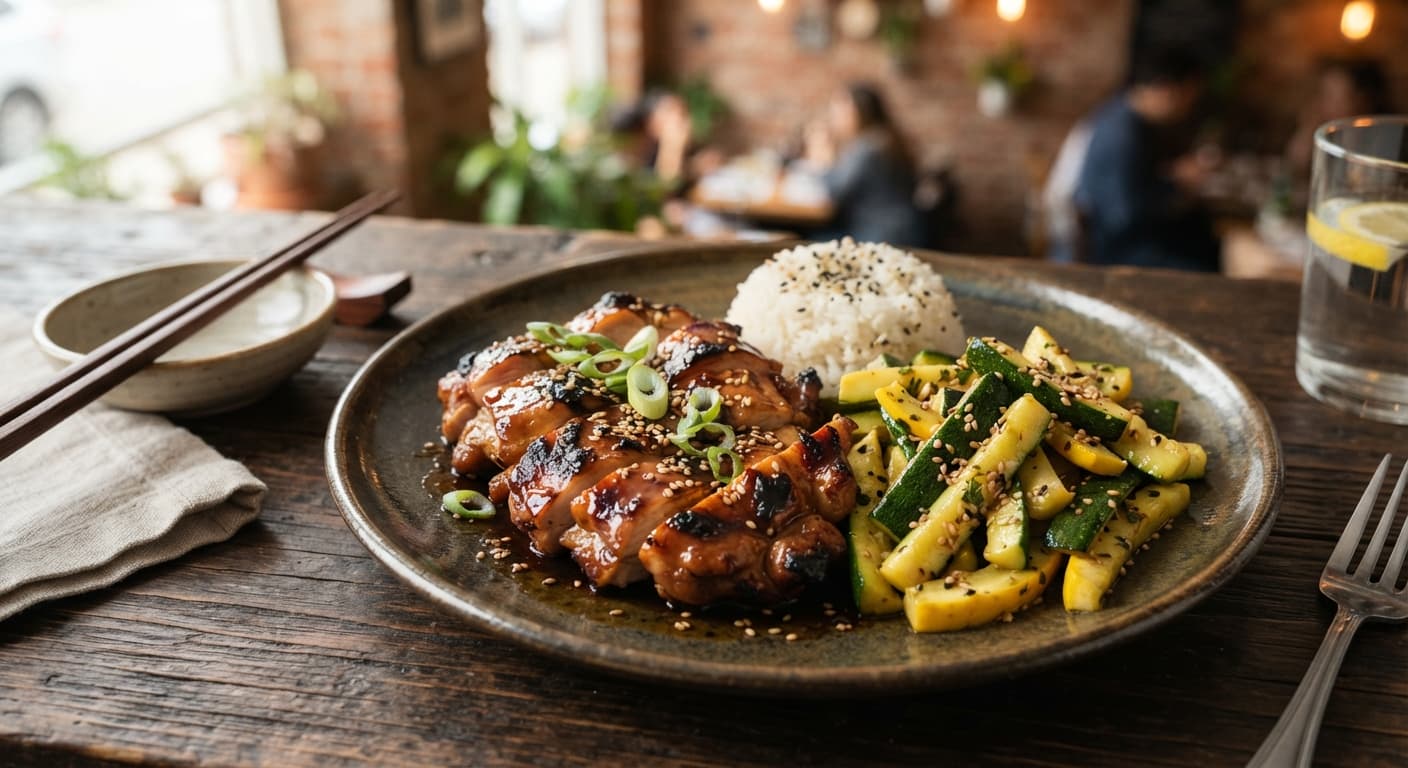 Teriyaki Chicken Thighs with Sesame Zucchini