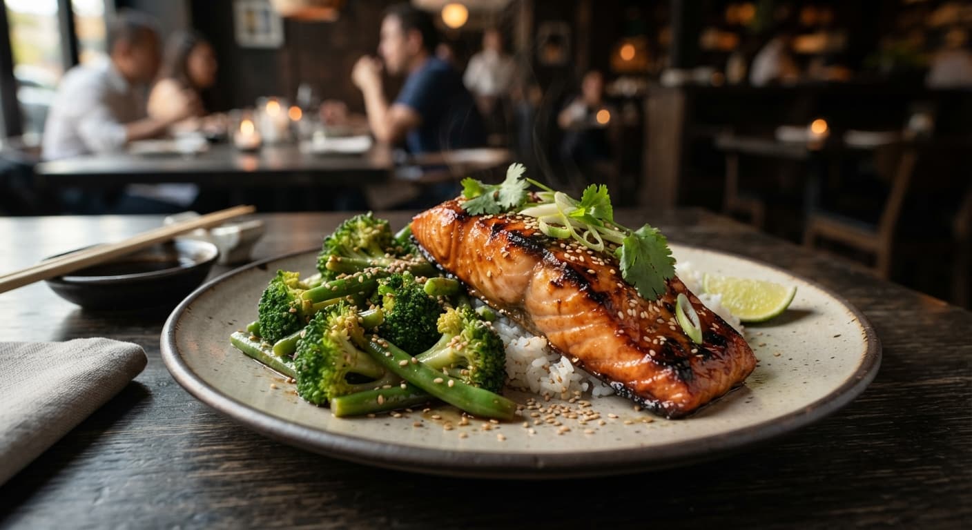 Teriyaki Glazed Salmon with Sesame Broccoli
