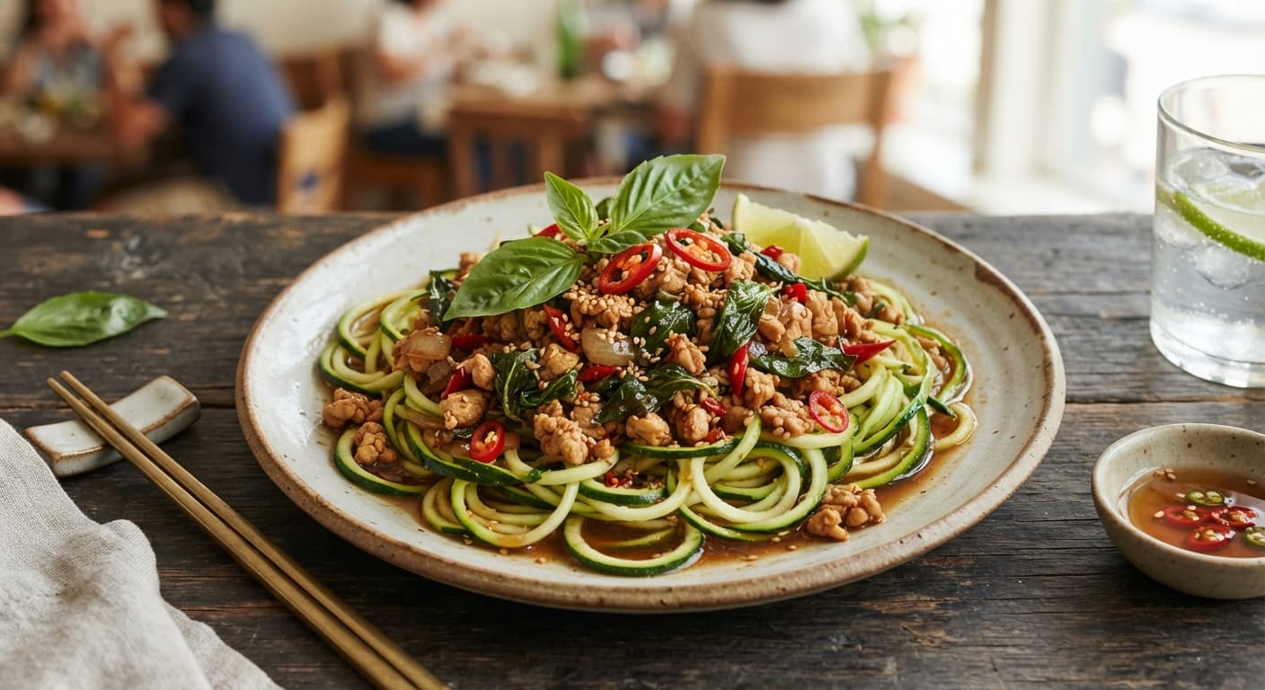 Thai Basil Chicken (Gai Pad Krapow) with Zucchini Noodles