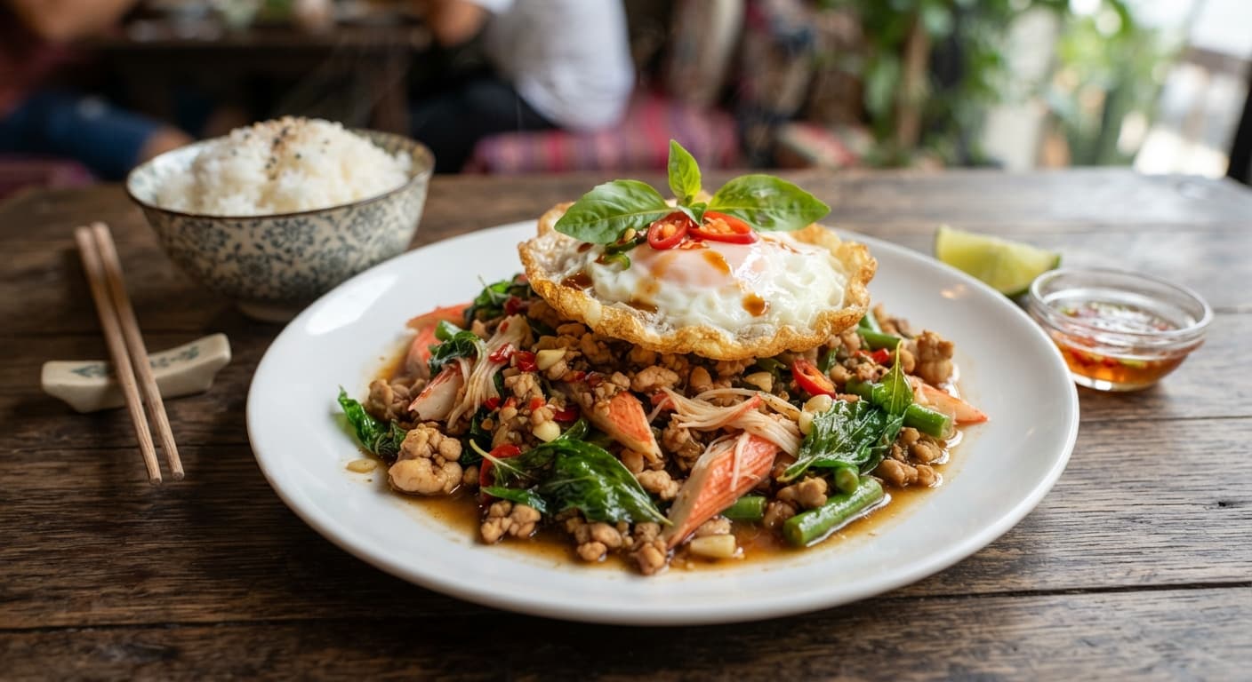 Thai Basil Chicken with Imitation Crab