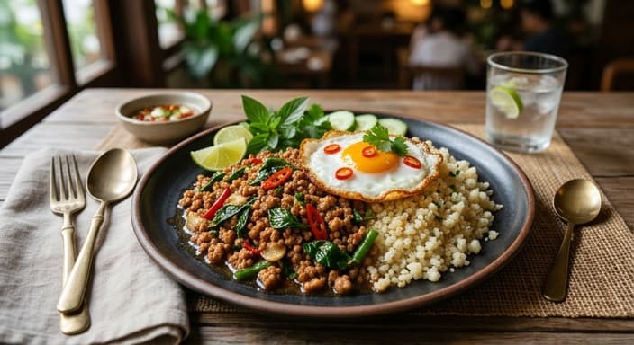 Thai Basil Pork Stir-Fry with Cauliflower Rice