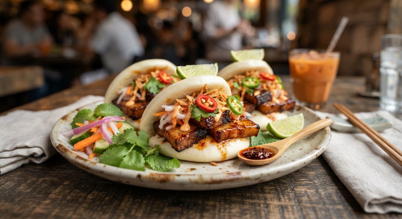 Thai Chili-Lemongrass Pork Belly Bao