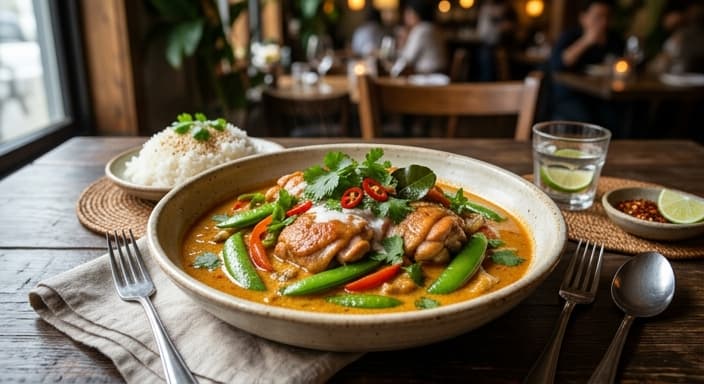 Thai Coconut Curry Chicken with Snap Peas