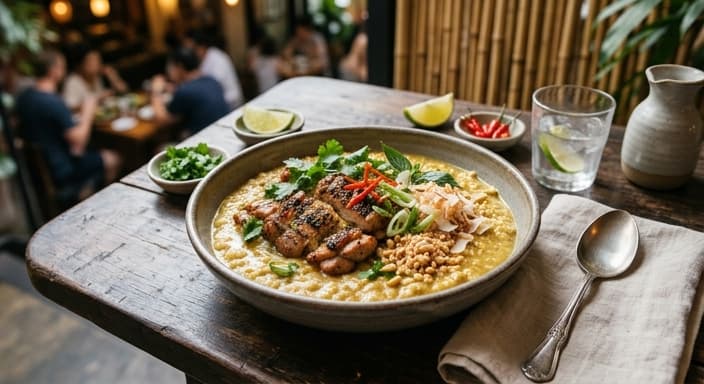 Thai Coconut Curry Oatmeal with Chicken
