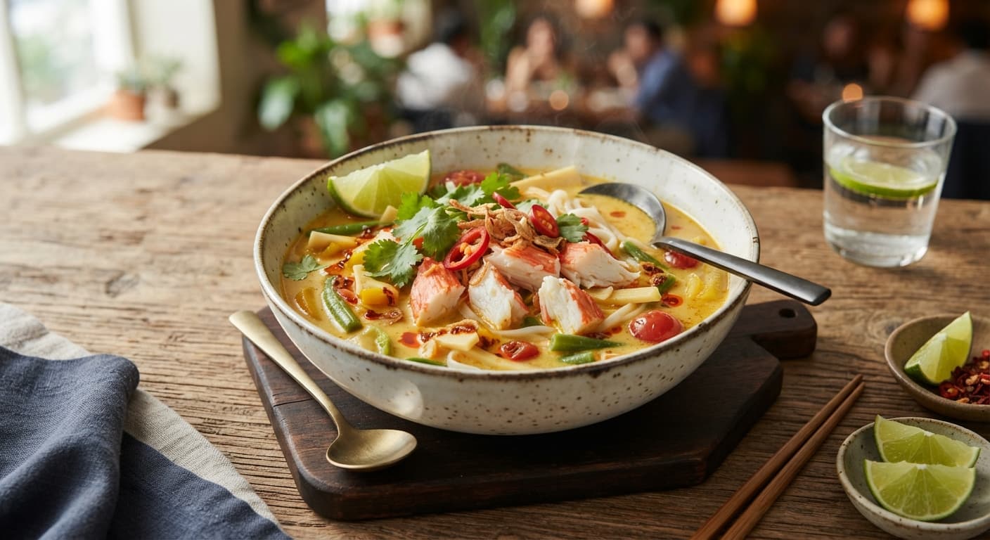 Thai Coconut Curry Soup with Imitation Crab