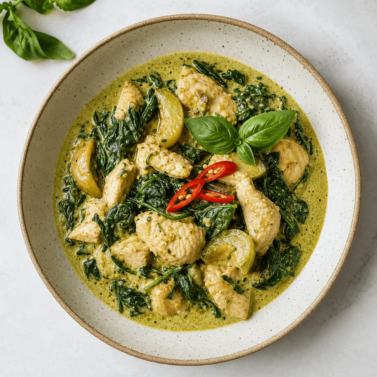 Thai Green Curry Chicken with Spinach (Low-Carb)