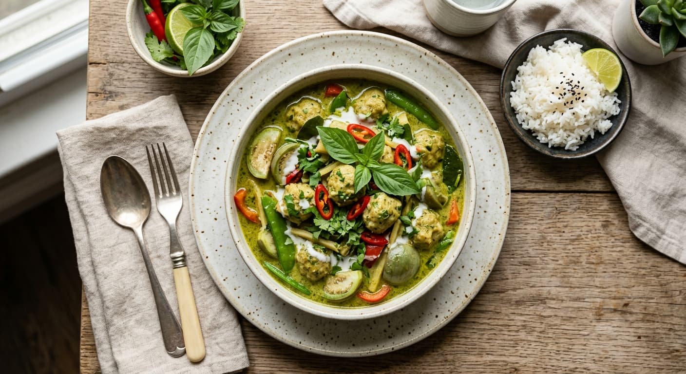 Thai Green Curry with Hand-Made Fish Balls