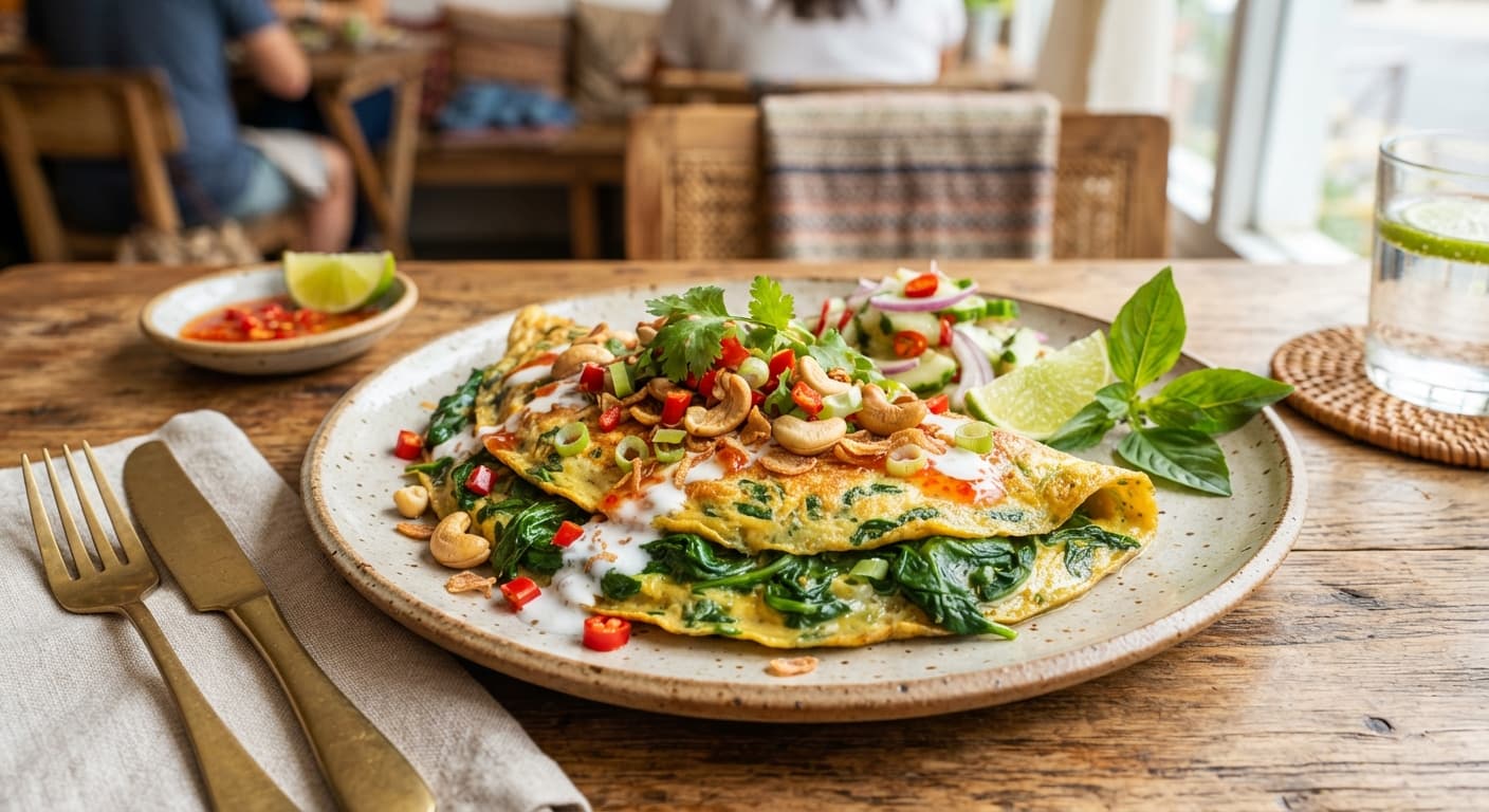 Thai‑Inspired Coconut Spinach Omelette (Egg‑Free Version)