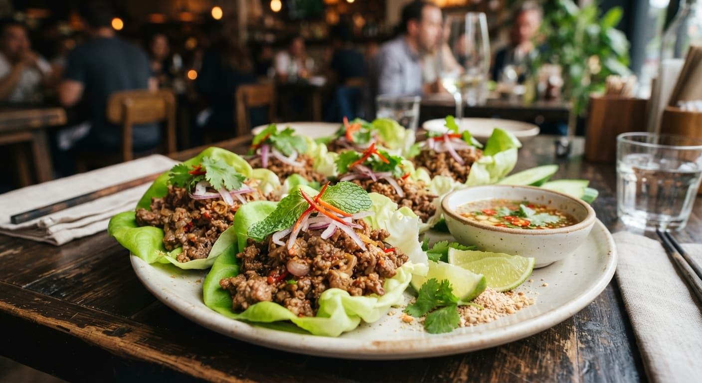 Thai-Style Beef Lettuce Wraps with Chili-Lime Dressing