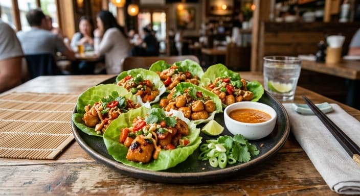 Thai-Style Orange Ginger Chicken Lettuce Wraps