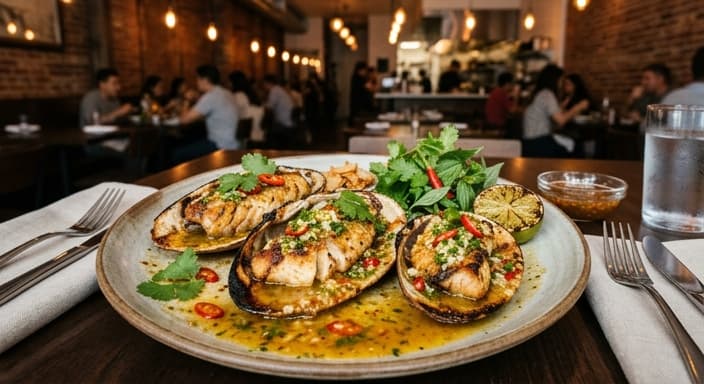 Thai-Style Red Drum Half Shell with Lime-Garlic Chili Butter