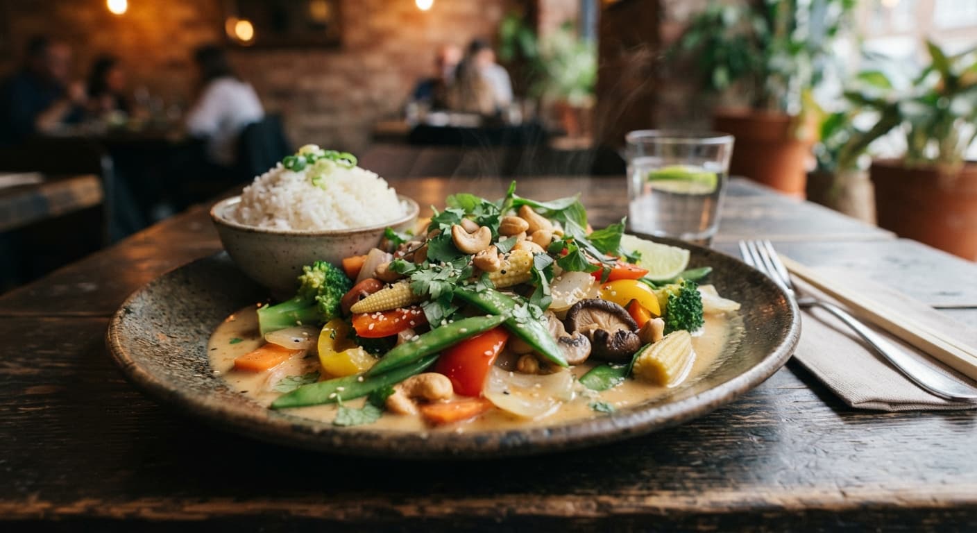 Thai Veggie Stir‑Fry with Oat Milk Sauce