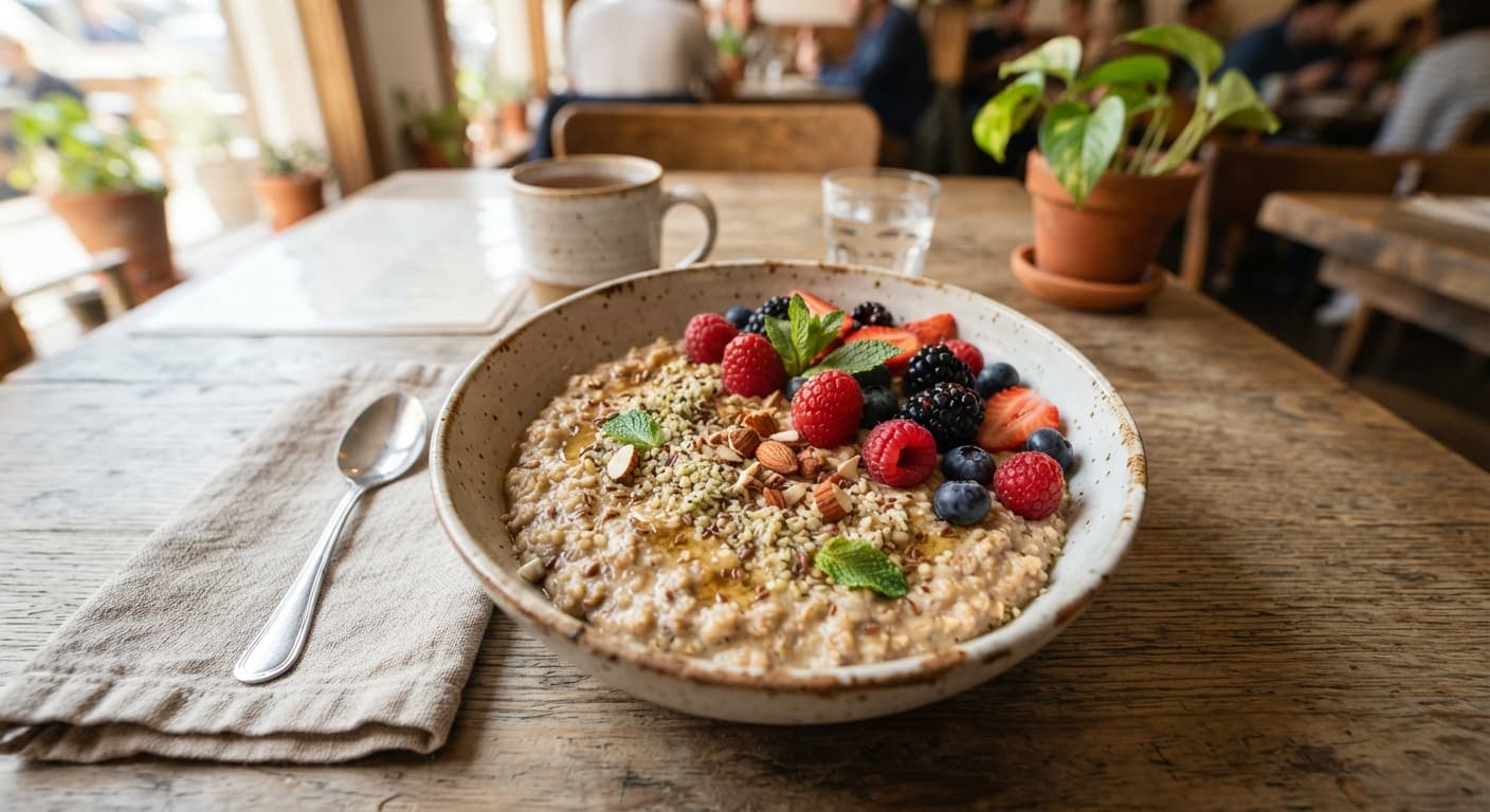 Toasted Flax and Hemp Morning Porridge with Berries