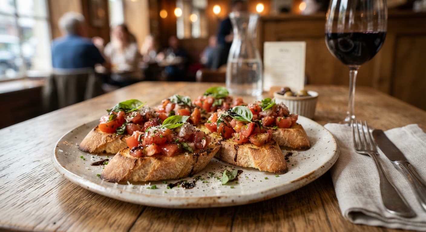 Tomato‑Basil Bruschetta à la Française