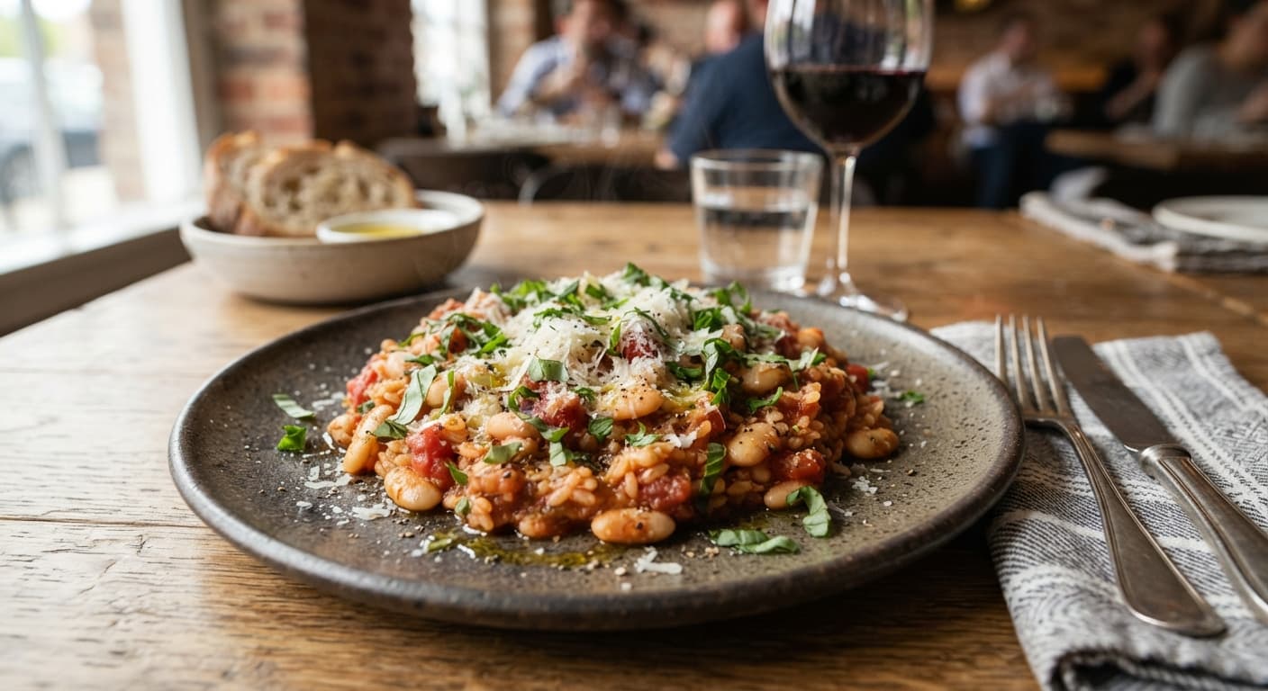 Tomato Rice Skillet with White Beans