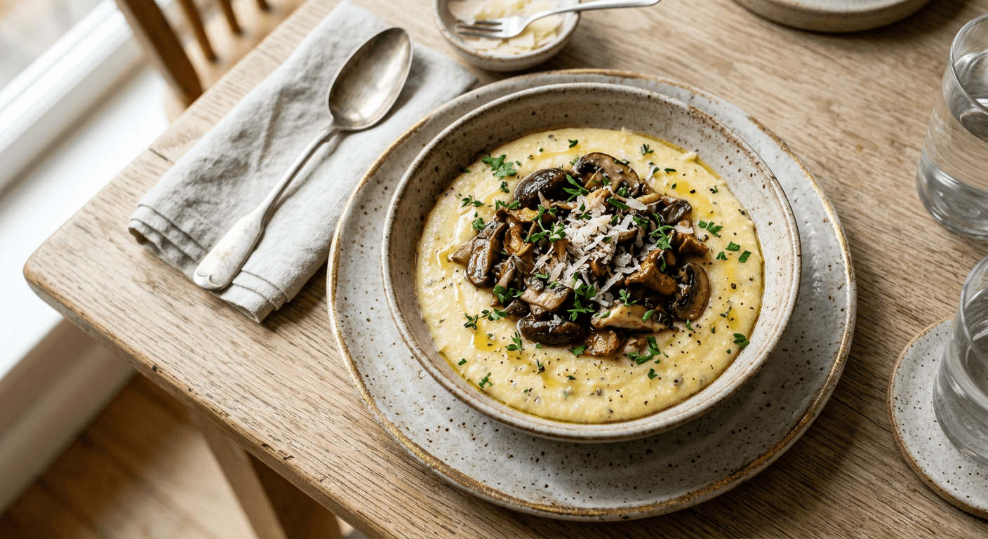 Truffled Wild Mushroom Polenta Bowls