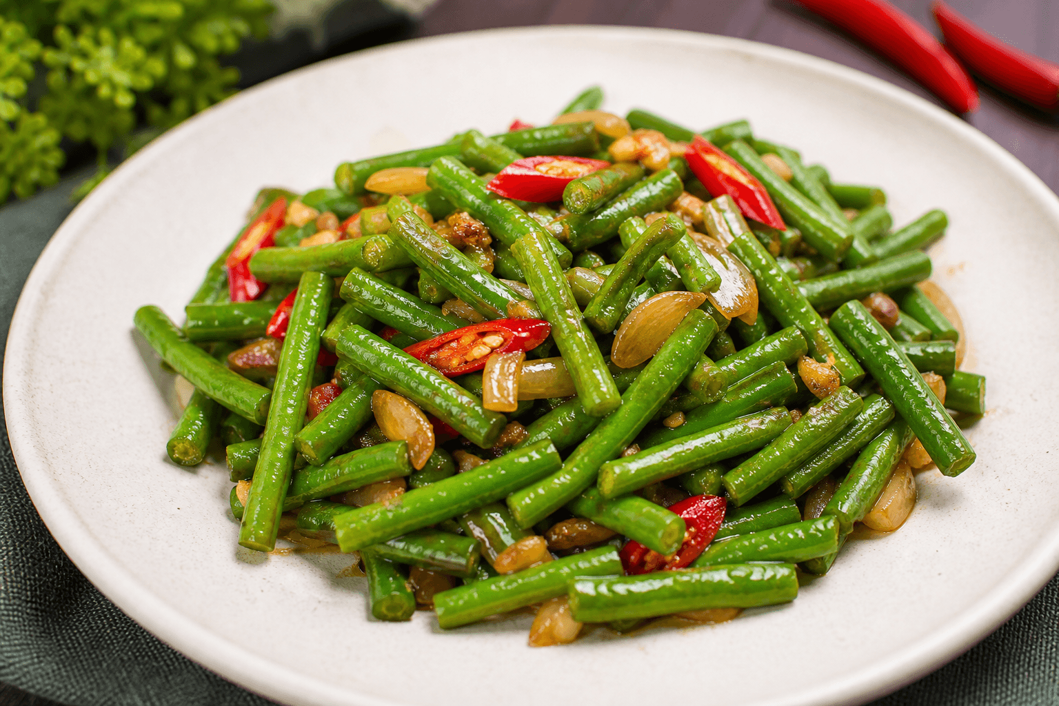 Tumis Kacang Panjang (Stir-Fried Long Beans)
