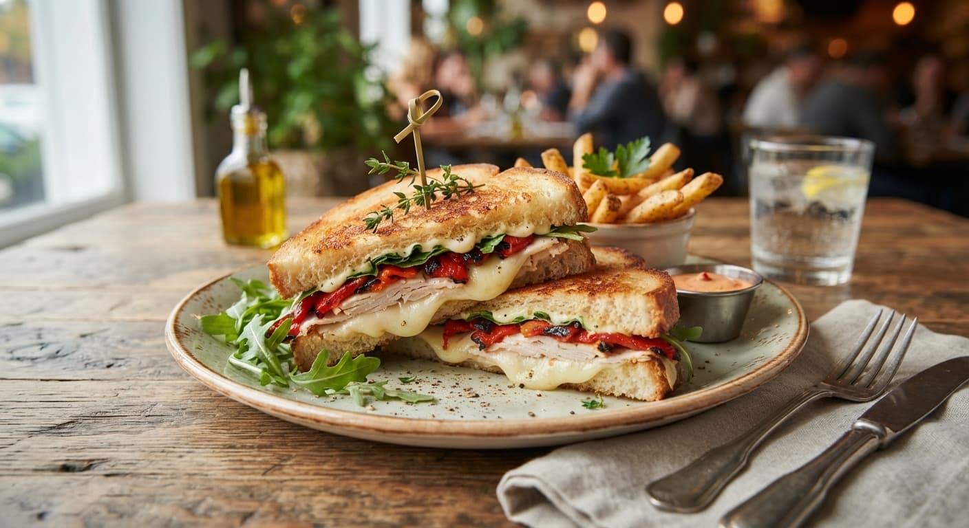 Turkey and Provolone Melt with Roasted Red Pepper