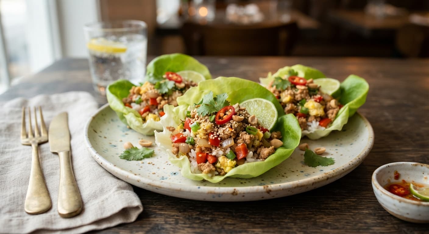 Turkey and Rice Breakfast Lettuce Cups