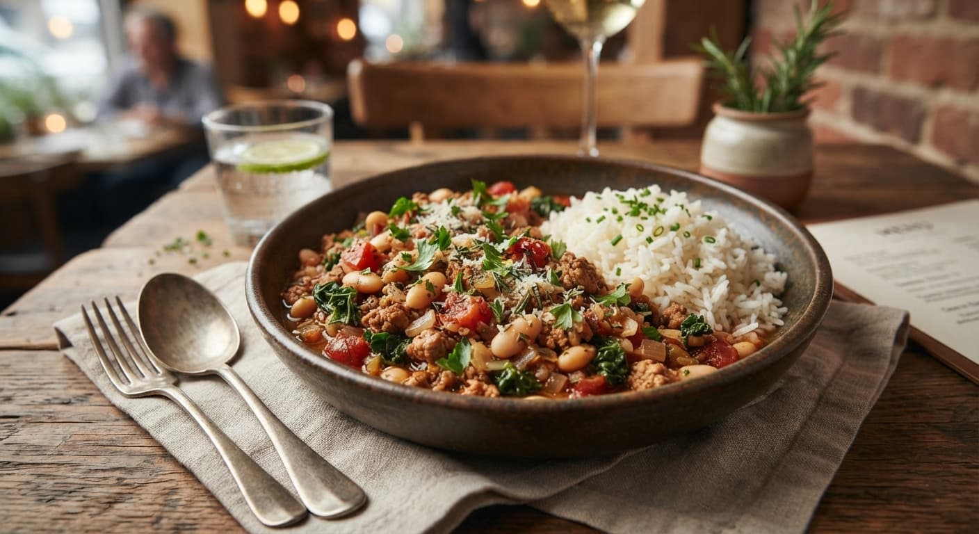 Turkey and White Bean Skillet with Rice