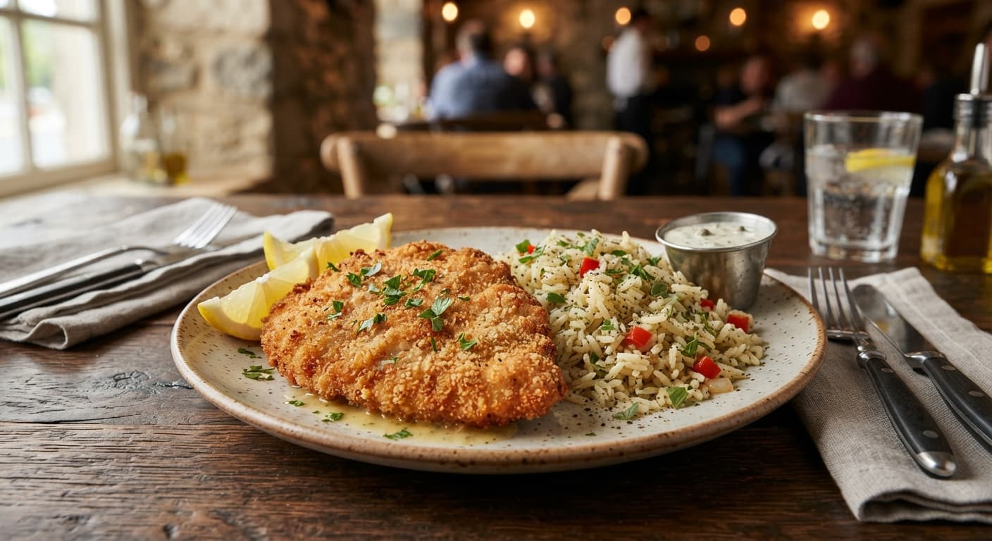 Turkey Schnitzel with Oregano Rice