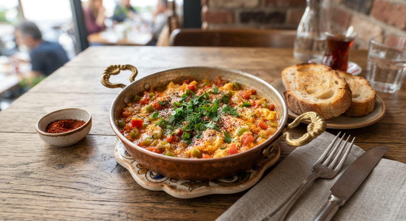 Turkish Tomato and Pepper Scrambled Eggs (Menemen Style)