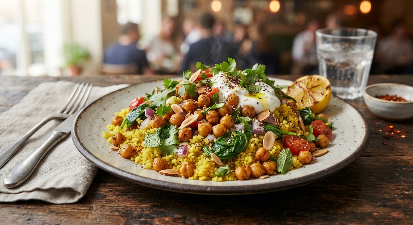 Turmeric Couscous with Chickpeas and Spinach