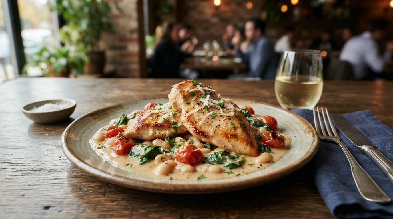Tuscan Chicken with White Beans and Spinach