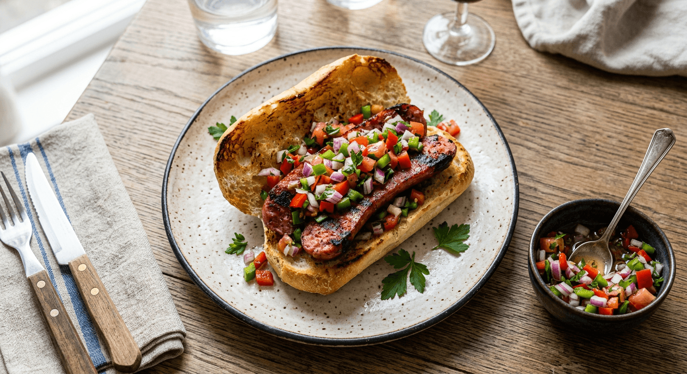 Uruguayan Choripán With Salsa Criolla