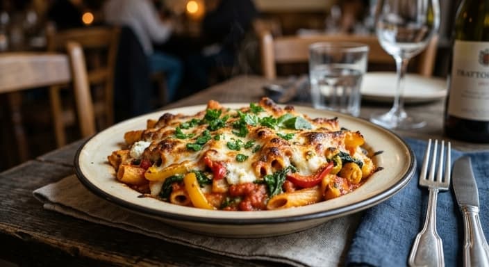 Vegetable Baked Ziti (Roasted Peppers & Spinach)