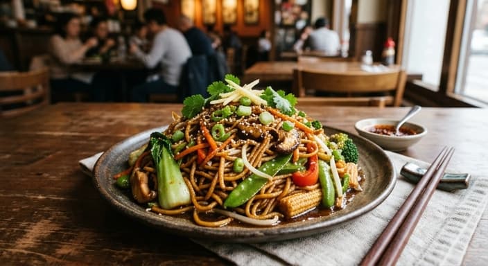 Vegetable Chow Mein with Ginger Soy