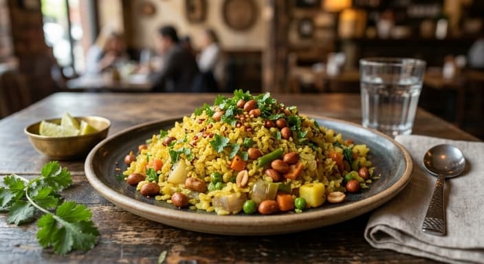 Vegetable Poha with Peanuts