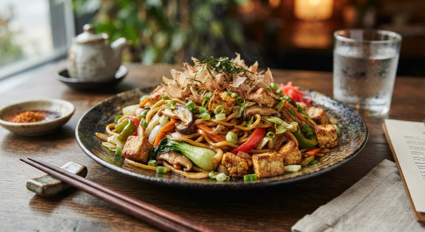 Vegetable Yakisoba with Tofu Crumbles