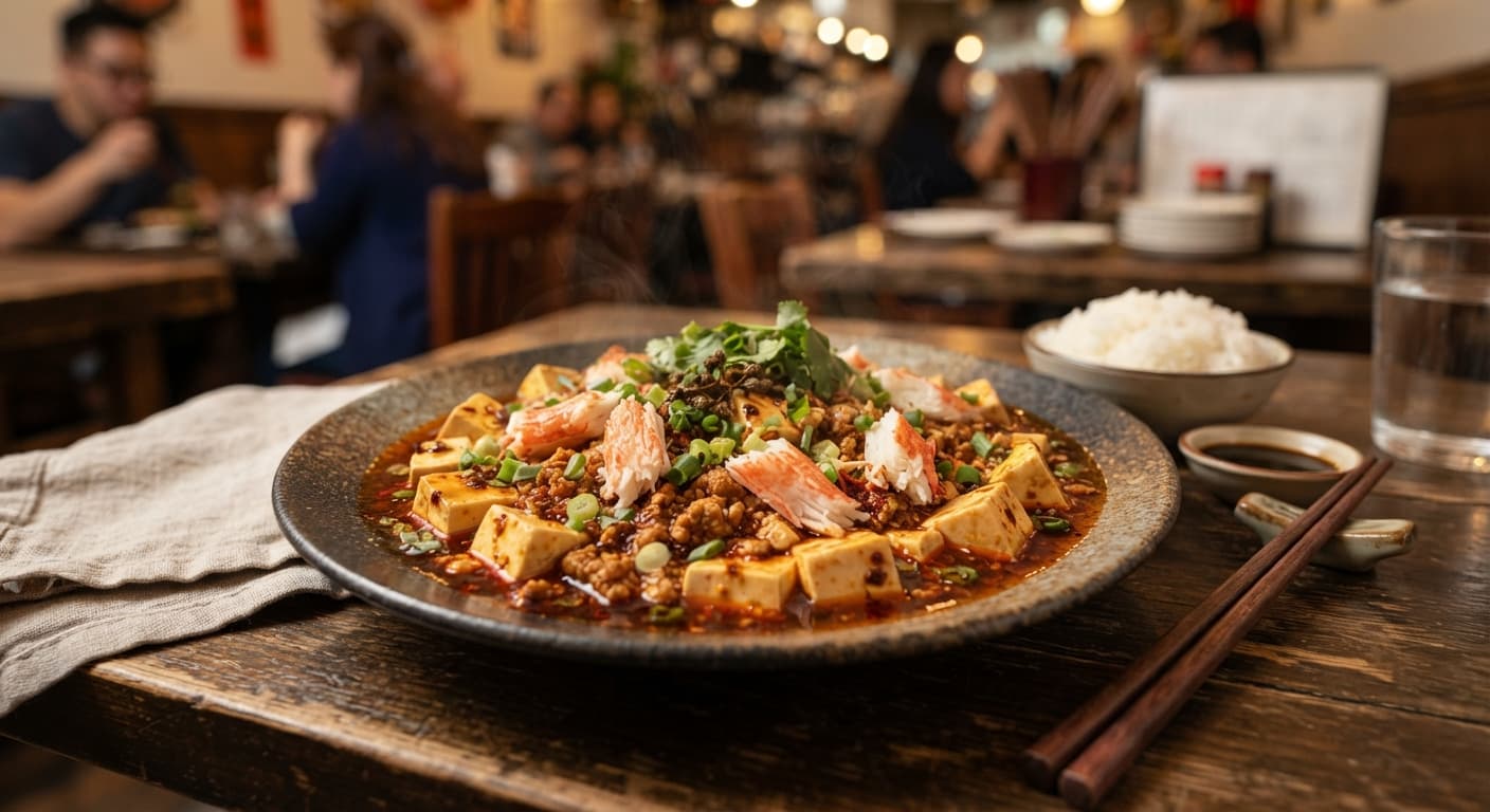 Vegetarian Mapo Tofu with Imitation Crab