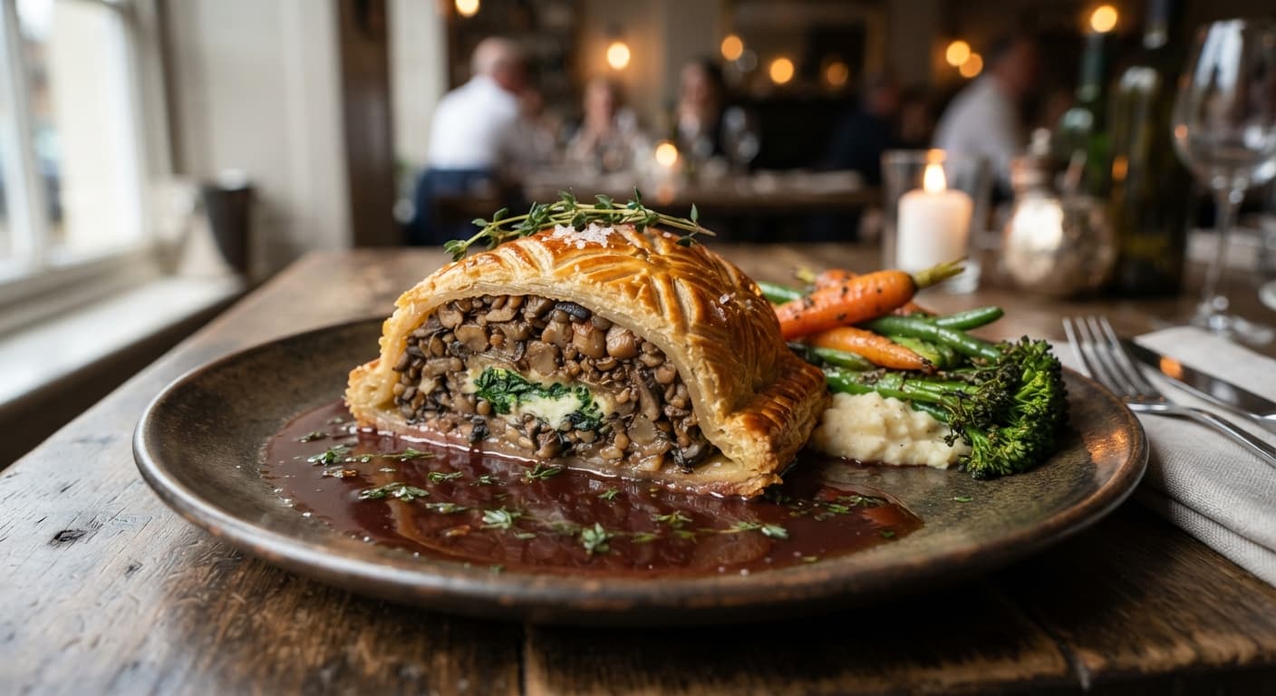 Vegetarian Mushroom Wellington with Red Wine Jus
