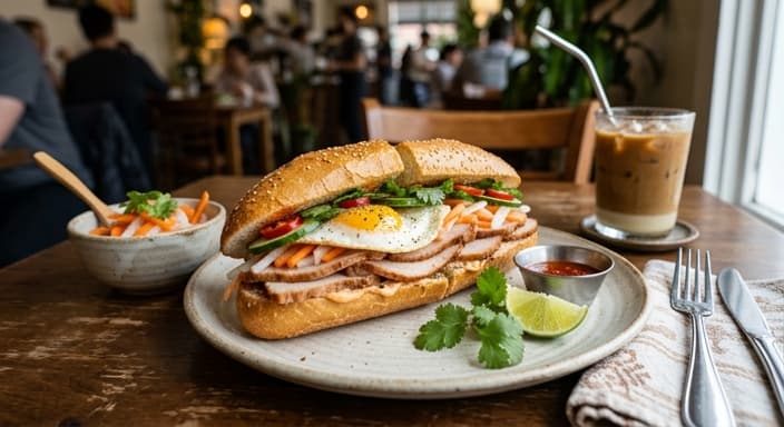 Vietnamese Bánh Mì-Style Breakfast Sandwich (Turkey & Pickle)