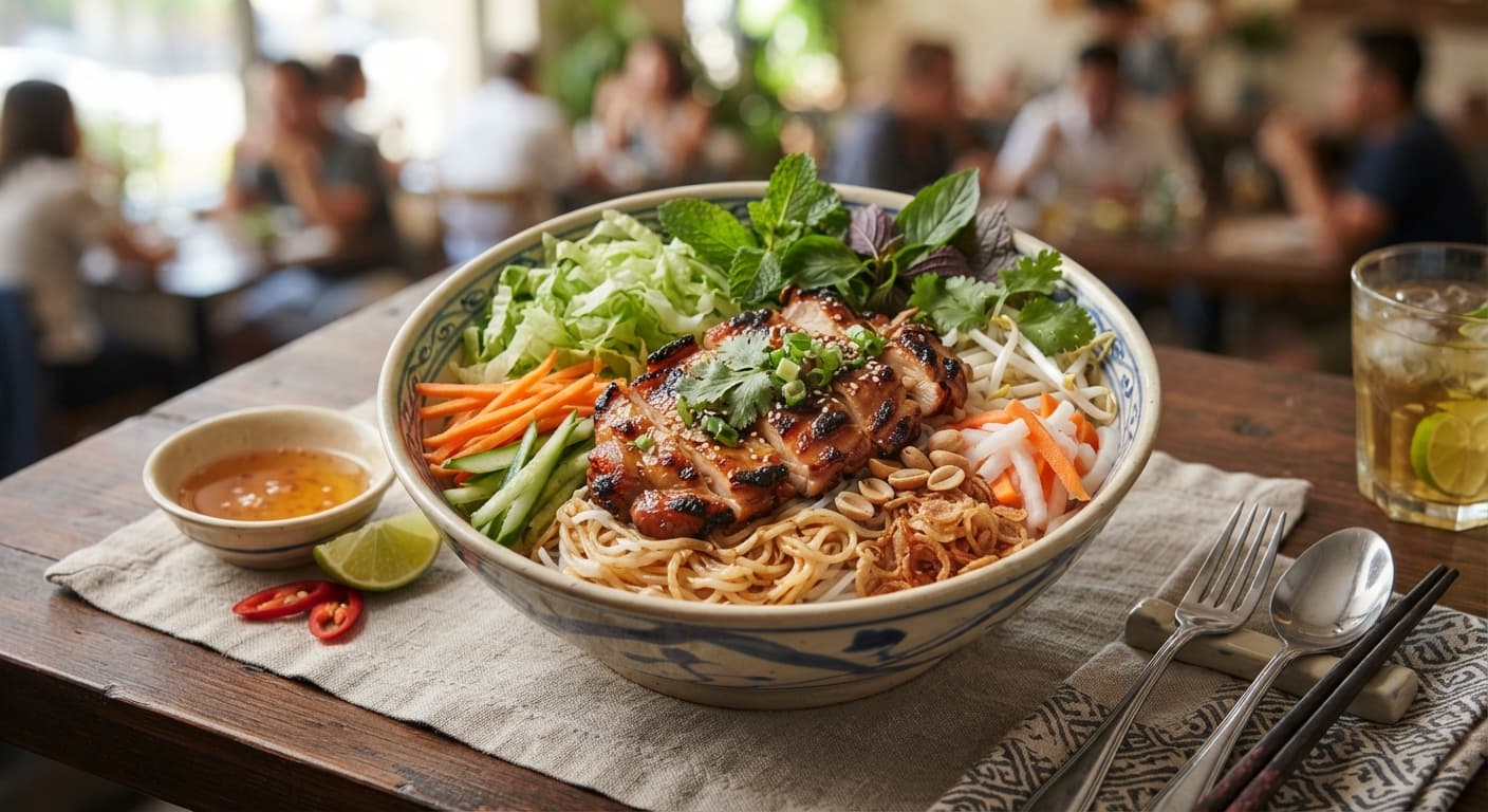Vietnamese‑Inspired Rice Noodle Salad with Grilled Chicken