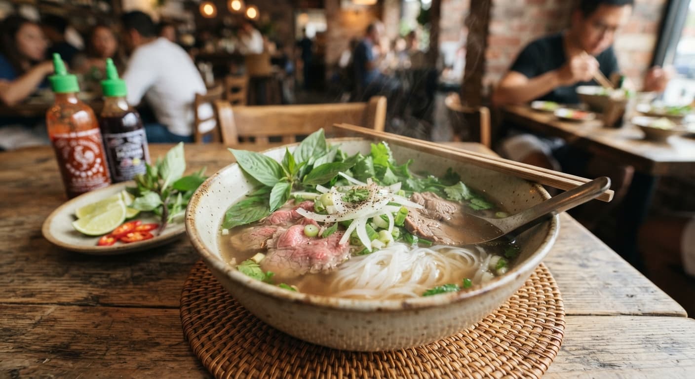 Vietnamese Pho with Homemade Beef Broth and Rice Noodles