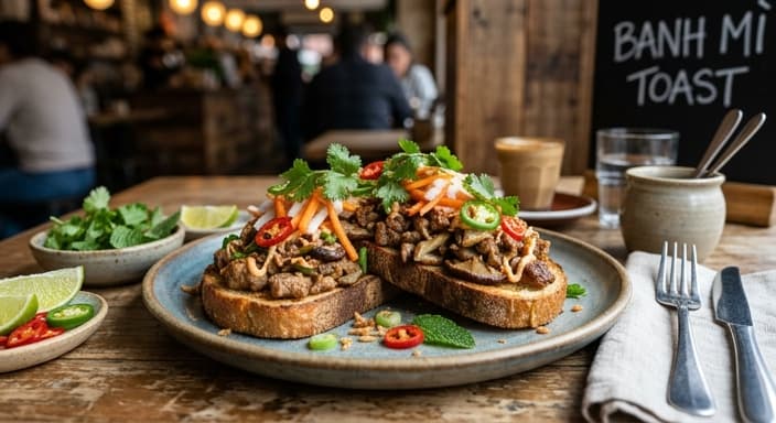 Vietnamese Pork & Mushroom Banh Mi-Style Breakfast Toast