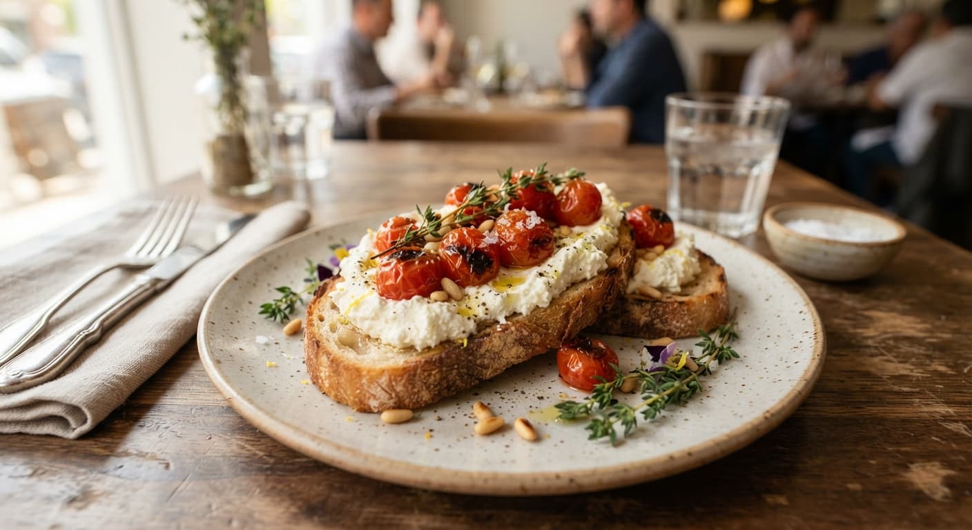 Whipped Ricotta Toast with Tomatoes and Thyme