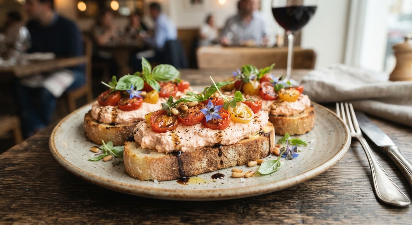 Whipped Tomato Cream Cheese Toasts