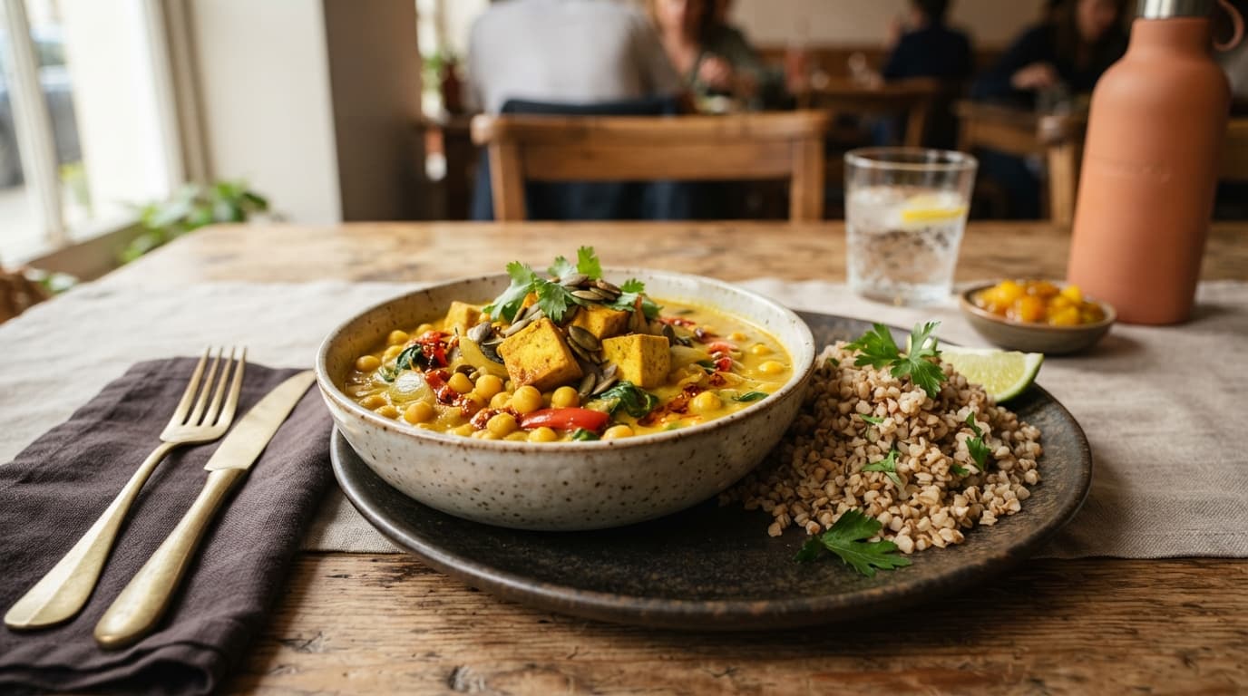 Yellow Pea Curry with Tofu and Buckwheat
